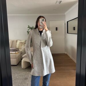 Zara Light Gray Wool-Blend Pea Coat